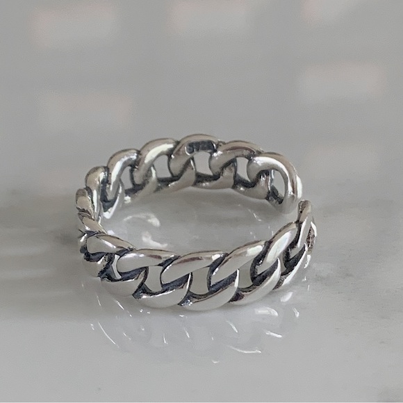Silver Chain Ring, Twisty Silver Ring, twisted Ring Silver, Stacking Ring Silver - Picture 9 of 10
